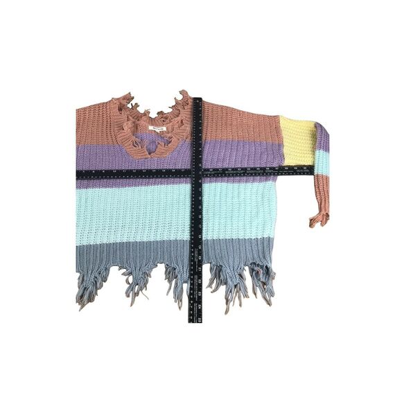 Miracle USA MULTI-COLOR BLOCK SWEATER Cotton V Neck M/L - Picture 10 of 12